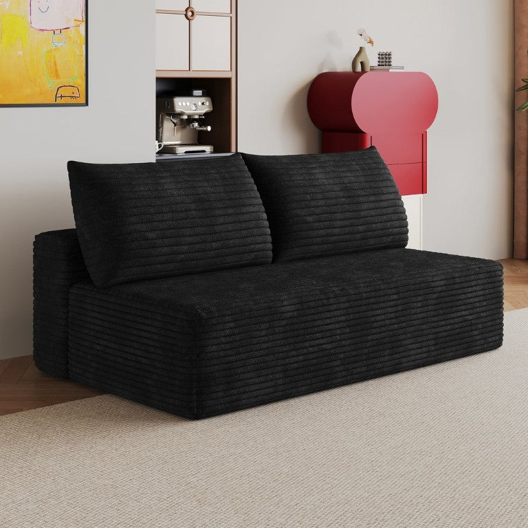 English Elm Cloud Modular Sectional Sofa Deep Seat Corduroy Upholstered Contemporary Living Room Black W2824P531410