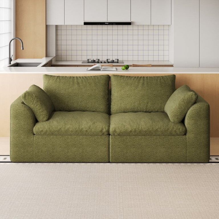 English Elm Y180a-2S-Green Linen Three Seat Sofa with Foam Fill for Modern Living Rooms W2824P541922