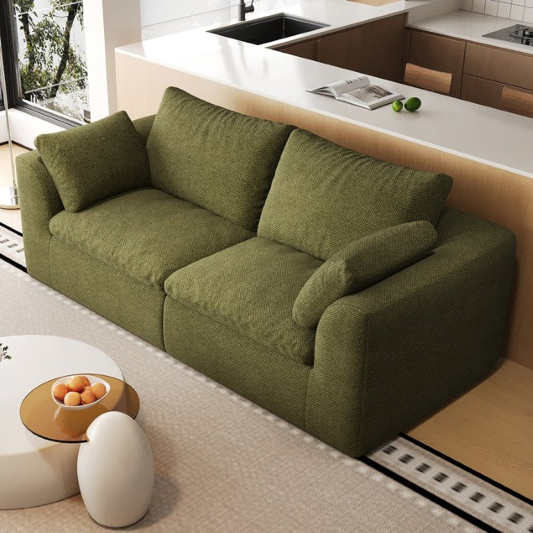 English Elm Y180a-2S-Green Linen Three Seat Sofa with Foam Fill for Modern Living Rooms W2824P541922