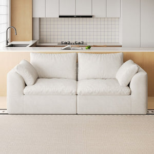 English Elm Y180a-2S-White Linen Upholstered Sofa Soft Foam Cushioned Seat for Modern Living Rooms W2824P541923