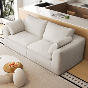 English Elm Y180a-2S-White Linen Upholstered Sofa Soft Foam Cushioned Seat for Modern Living Rooms W2824P541923
