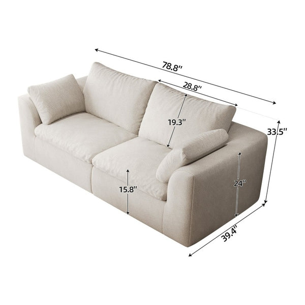 English Elm Y180a-2S-White Linen Upholstered Sofa Soft Foam Cushioned Seat for Modern Living Rooms W2824P541923