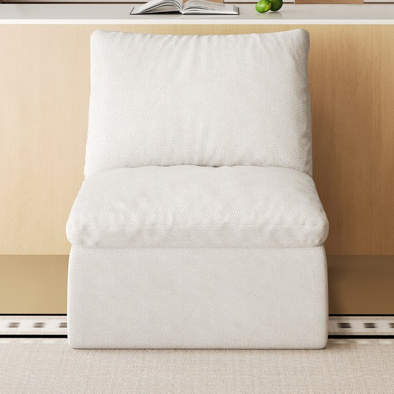 English Elm Y180a-1S-White Linen Upholstered Compact Sofa with Foam Support for Small Living Spaces W2824P541936