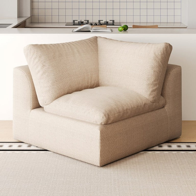 English Elm Y180a-Corner-Khaki Linen Sectional Sofa Warm Neutral Upholstery for Open Living Rooms W2824P541938