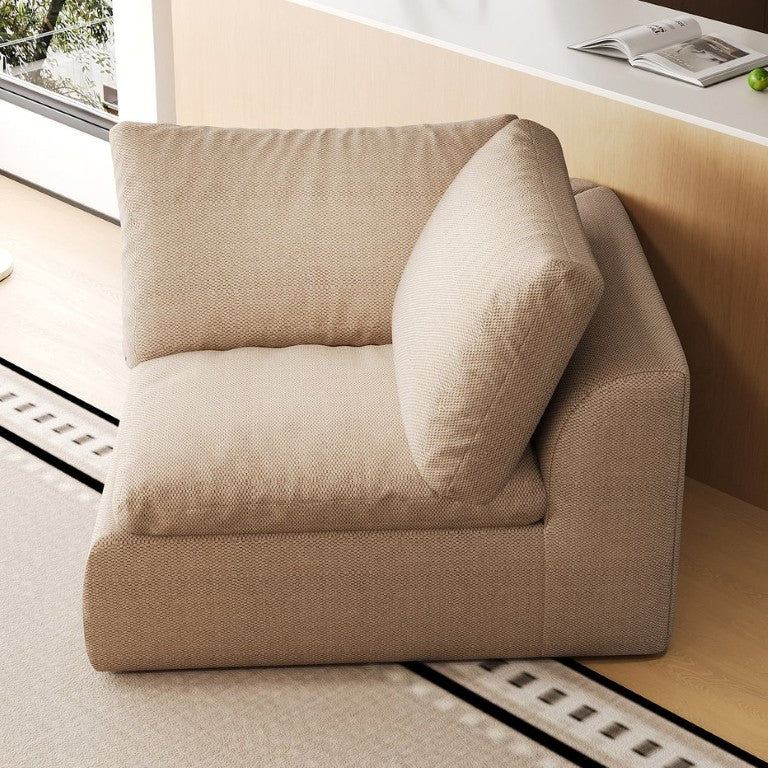 English Elm Y180a-Corner-Khaki Linen Sectional Sofa Warm Neutral Upholstery for Open Living Rooms W2824P541938