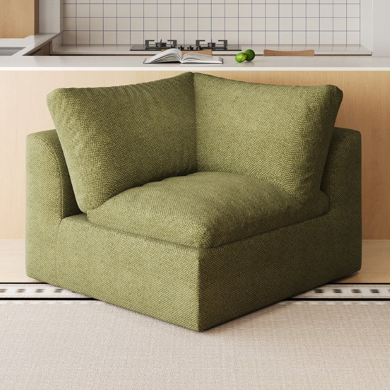 English Elm Y180a-Corner-Green Linen Sectional Module Compact Apartment Corner Sofa Organic Feel W2824P541939