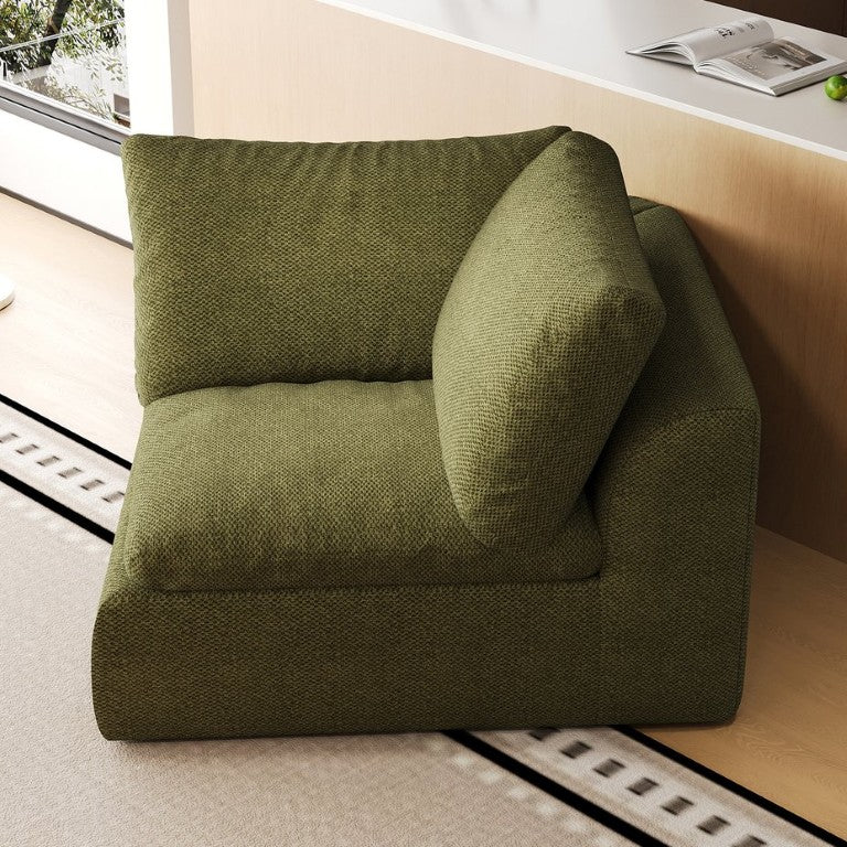 English Elm Y180a-Corner-Green Linen Sectional Module Compact Apartment Corner Sofa Organic Feel W2824P541939