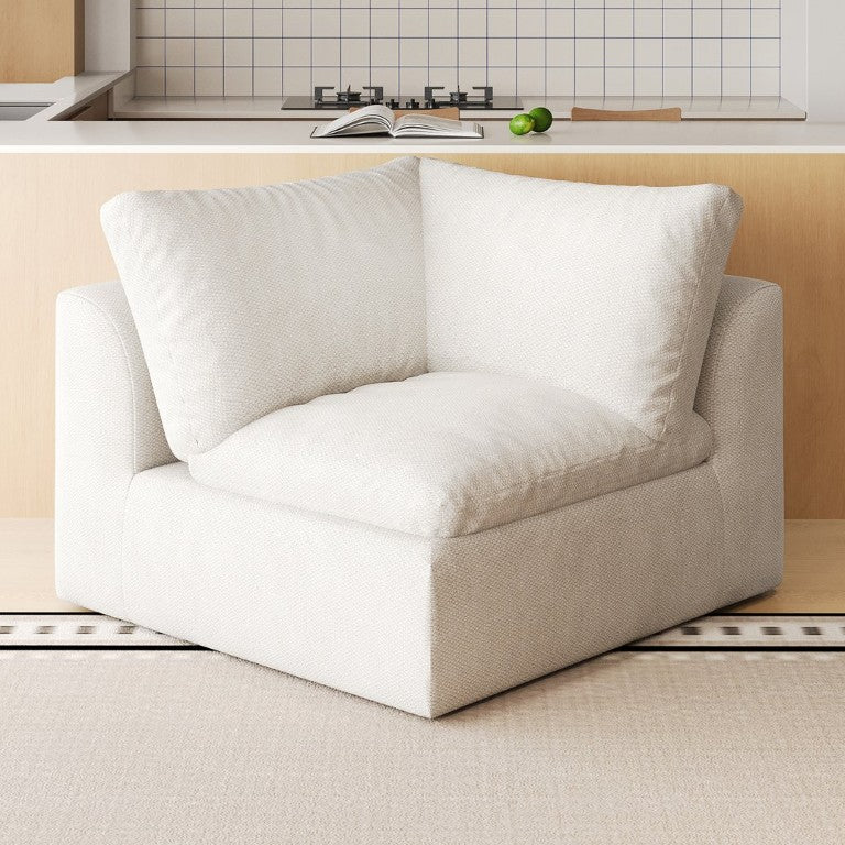 English Elm Y180a-Corner-White Linen Sectional Compact Corner Sofa for Apartment Living Rooms W2824P541941