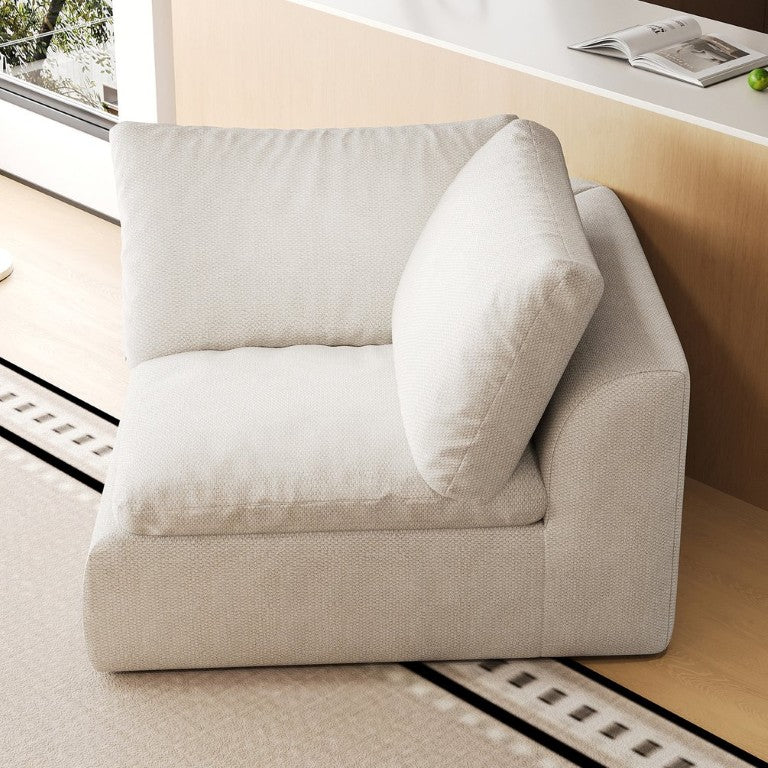 English Elm Y180a-Corner-White Linen Sectional Compact Corner Sofa for Apartment Living Rooms W2824P541941