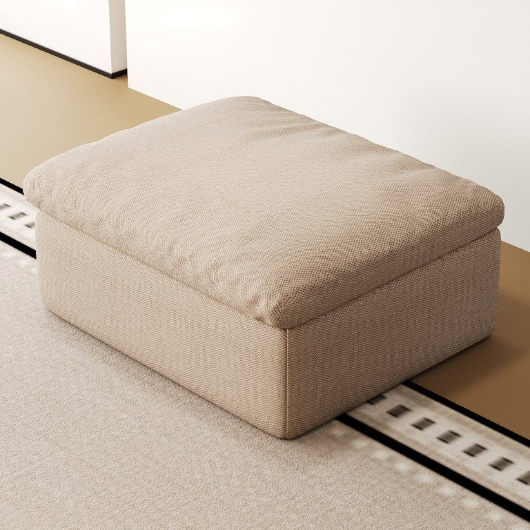 English Elm Y180a-Ottoman-Khaki Linen Upholstered Foam Filled Low Profile Living Room Ottoman W2824P541943