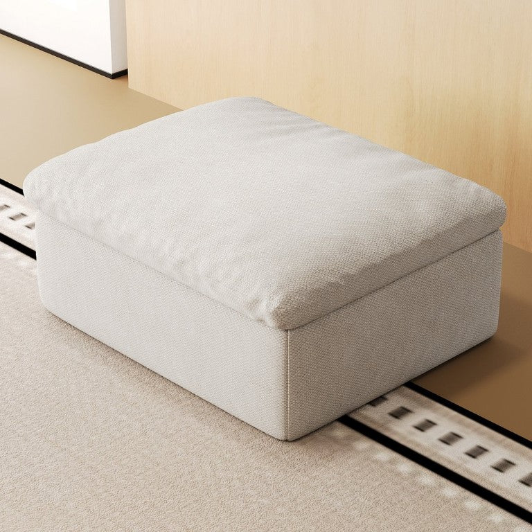English Elm Y180a-Ottoman-White Linen Upholstered Ottoman Soft Foam Fill Versatile Living Room Accent W2824P541947