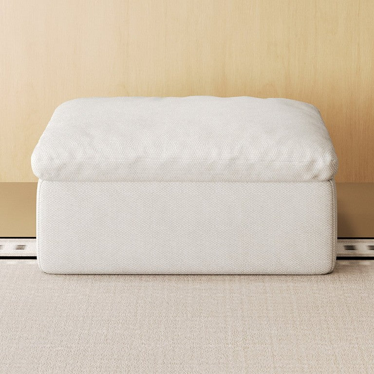 English Elm Y180a-Ottoman-White Linen Upholstered Ottoman Soft Foam Fill Versatile Living Room Accent W2824P541947