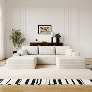 English Elm 107" Cloud Sectional U Shaped Sofa Plush Corduroy Fully Assembled Modern Living Room W2824S00116