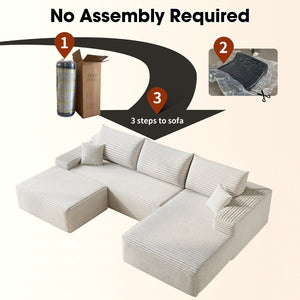 English Elm 107" Cloud Sectional U Shaped Sofa Plush Corduroy Fully Assembled Modern Living Room W2824S00116