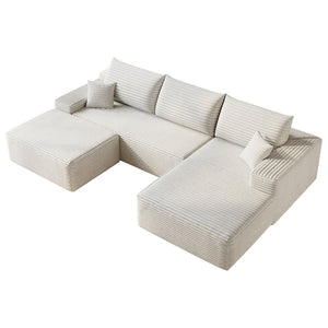 English Elm 107" Cloud Sectional U Shaped Sofa Plush Corduroy Fully Assembled Modern Living Room W2824S00116