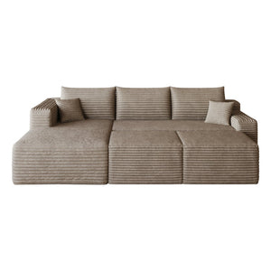 English Elm 95 Inch U Shaped Cloud Sectional Sofa Plush Corduroy Living Room Corner Couch Camel - A W2824S00174
