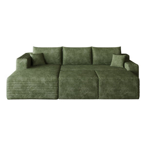 English Elm 95 Inch U Shaped Cloud Sectional Sofa Plush Corduroy Living Room Corner Couch Green - A W2824S00178