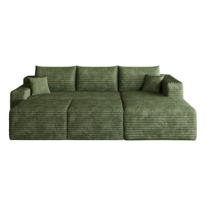 English Elm 95 Inch U Shaped Cloud Sectional Sofa Plush Corduroy Living Room Corner Couch Green - B W2824S00180