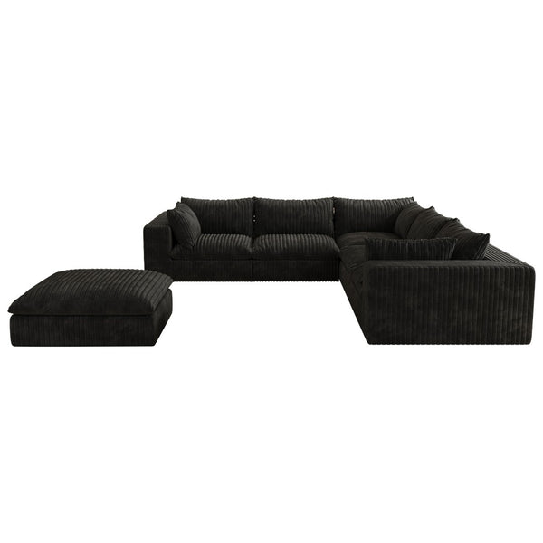 English Elm 118.2 Inch Modular Cloud Sofa Deep Corduroy Feather Fill Plush Seating for Living Room W2824S00183