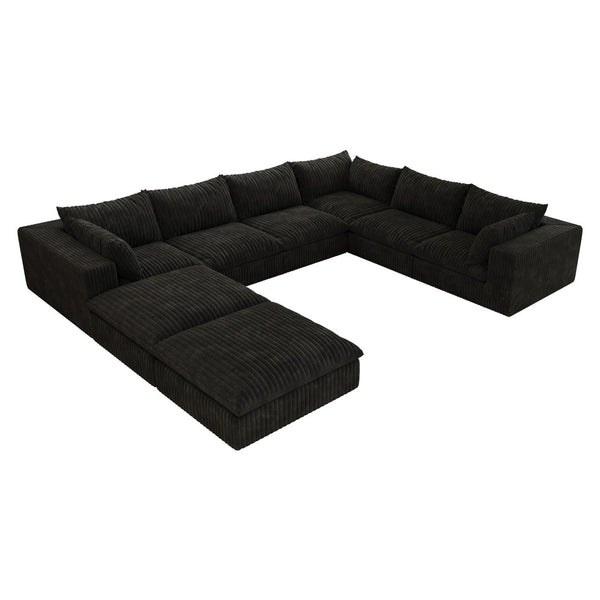 English Elm 157.6" Modular Cloud Sectional Corduroy Feather Fill Deep Sink Lounge Sofa for Living Room W2824S00186