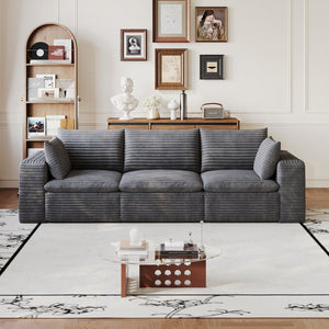 English Elm 102 Inch Modular Cloud Sofa Corduroy Upholstered Deep Seat Sectional for Living Room Dark Grey W2824S00223