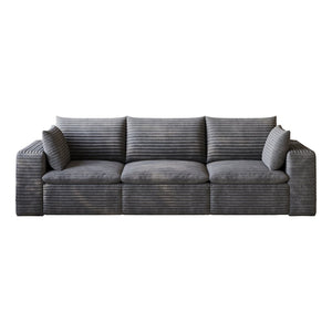 English Elm 102 Inch Modular Cloud Sofa Corduroy Upholstered Deep Seat Sectional for Living Room Dark Grey W2824S00223