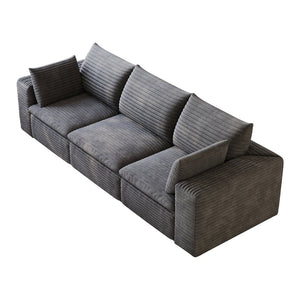 English Elm 102 Inch Modular Cloud Sofa Corduroy Upholstered Deep Seat Sectional for Living Room Dark Grey W2824S00223