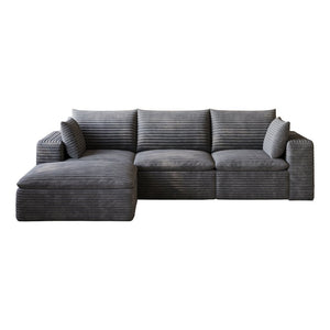 English Elm 102 Inch Corduroy Cloud Sectional Sofa with Deep Sink Seat and Modular Layout Dark Grey W2824S00224