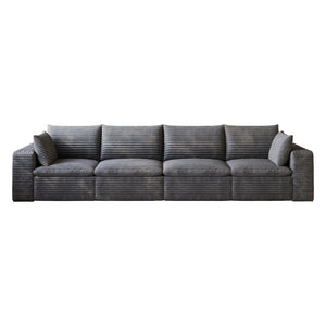English Elm 134" Cloud Modular Sofa Corduroy Upholstered Deep Seat for Living Room or Lounge Dark Grey W2824S00227