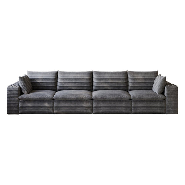 English Elm 134" Cloud Modular Sofa Corduroy Upholstered Deep Seat for Living Room or Lounge Dark Grey W2824S00227