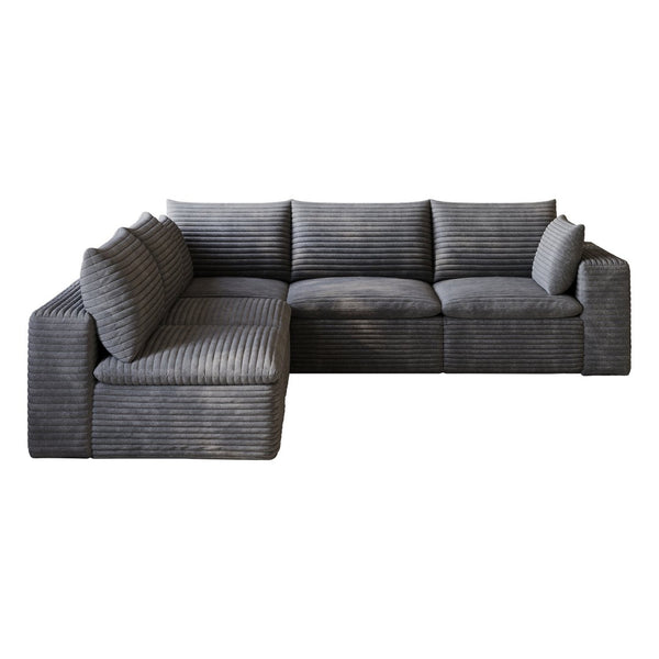 English Elm 99*103 Modular Cloud Sofa Corduroy Upholstered Deep Seat Frameless Lounge for Living Room Dark Grey W2824S00230