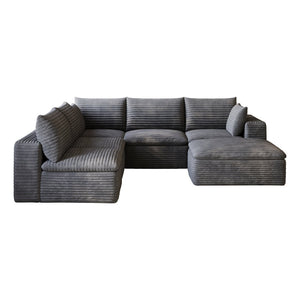 English Elm 99*103 Oversized Modular Cloud Sofa Corduroy Upholstered Deep Seat Living Room Couch Dark Grey W2824S00231