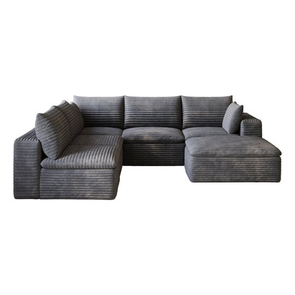 English Elm 99*103 Oversized Modular Cloud Sofa Corduroy Upholstered Deep Seat Living Room Couch Dark Grey W2824S00231
