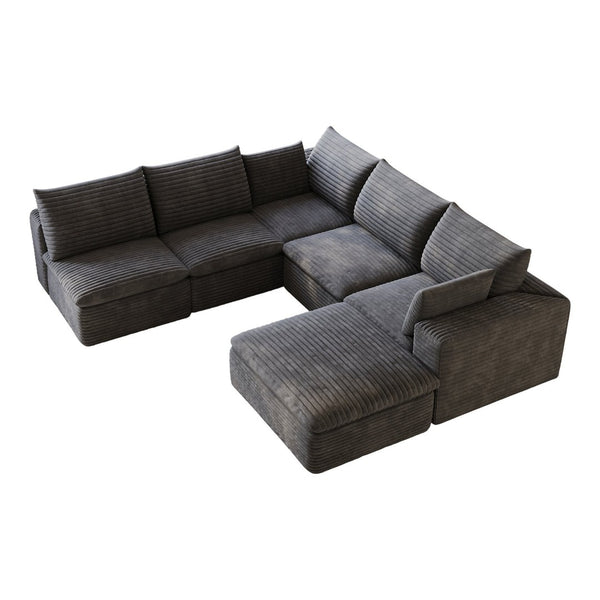 English Elm 99*103 Oversized Modular Cloud Sofa Corduroy Upholstered Deep Seat Living Room Couch Dark Grey W2824S00231