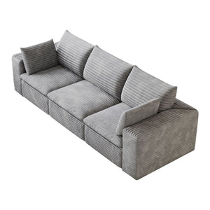 English Elm 102 Inch Modular Cloud Sofa Corduroy Upholstered Deep Seat Sectional for Living Room Grey W2824S00232
