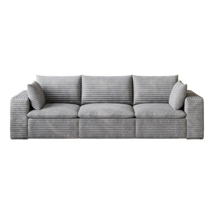 English Elm 102 Inch Modular Cloud Sofa Corduroy Upholstered Deep Seat Sectional for Living Room Grey W2824S00232