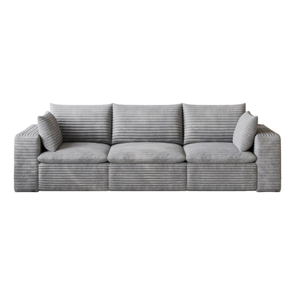English Elm 102 Inch Modular Cloud Sofa Corduroy Upholstered Deep Seat Sectional for Living Room Grey W2824S00232