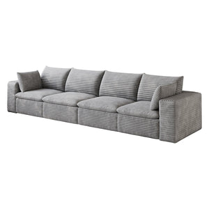 English Elm 134" Cloud Modular Sofa Corduroy Upholstered Deep Seat for Living Room or Lounge Grey W2824S00236