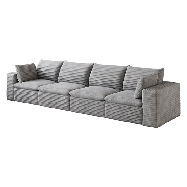 English Elm 134" Cloud Modular Sofa Corduroy Upholstered Deep Seat for Living Room or Lounge Grey W2824S00236