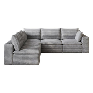 English Elm 99*103 Modular Cloud Sofa Corduroy Upholstered Deep Seat Frameless Lounge for Living Room Grey W2824S00239