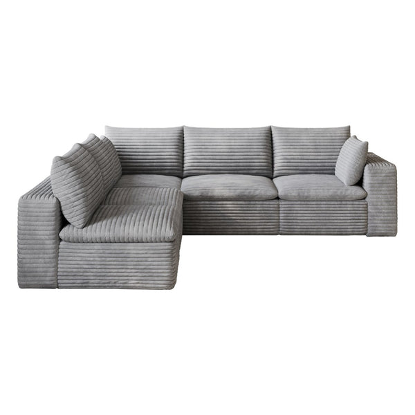 English Elm 99*103 Modular Cloud Sofa Corduroy Upholstered Deep Seat Frameless Lounge for Living Room Grey W2824S00239