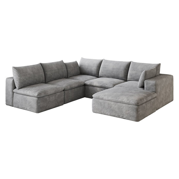 English Elm 99*103 Oversized Modular Cloud Sofa Corduroy Upholstered Deep Seat Living Room Couch Grey W2824S00240