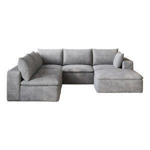 English Elm 99*103 Oversized Modular Cloud Sofa Corduroy Upholstered Deep Seat Living Room Couch Grey W2824S00240