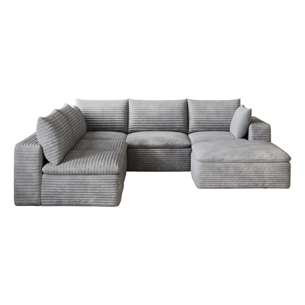 English Elm 99*103 Oversized Modular Cloud Sofa Corduroy Upholstered Deep Seat Living Room Couch Grey W2824S00240