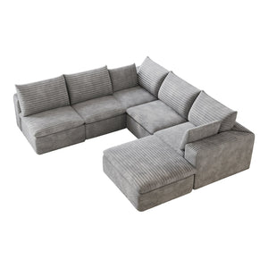 English Elm 99*103 Oversized Modular Cloud Sofa Corduroy Upholstered Deep Seat Living Room Couch Grey W2824S00240