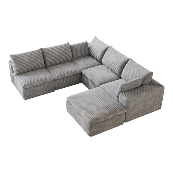 English Elm 99*103 Oversized Modular Cloud Sofa Corduroy Upholstered Deep Seat Living Room Couch Grey W2824S00240