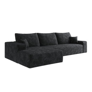 English Elm 107 Inch Modular L-Shaped Sectional Deep Seat Corduroy Sofa for Modern Living Rooms W2824S00241
