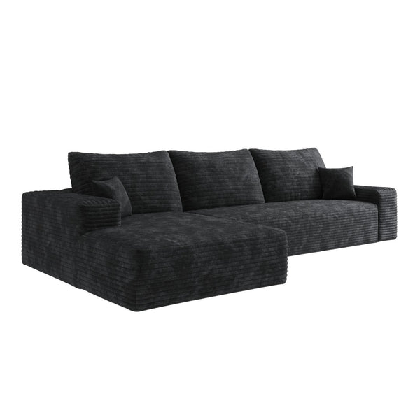 English Elm 107 Inch Modular L-Shaped Sectional Deep Seat Corduroy Sofa for Modern Living Rooms W2824S00241