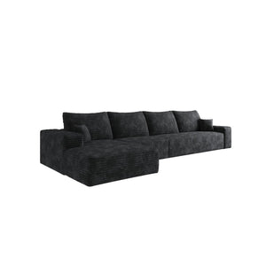 English Elm 135 Inch Modular Cloud Sectional with Corduroy Upholstery and Reversible Chaise No Assembly W2824S00245