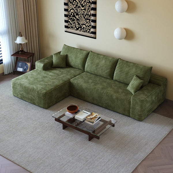 English Elm 107 Inch Modular Cloud Sectional in Plush Corduroy Deep Seat Lounge Sofa for Living Room W2824S00265